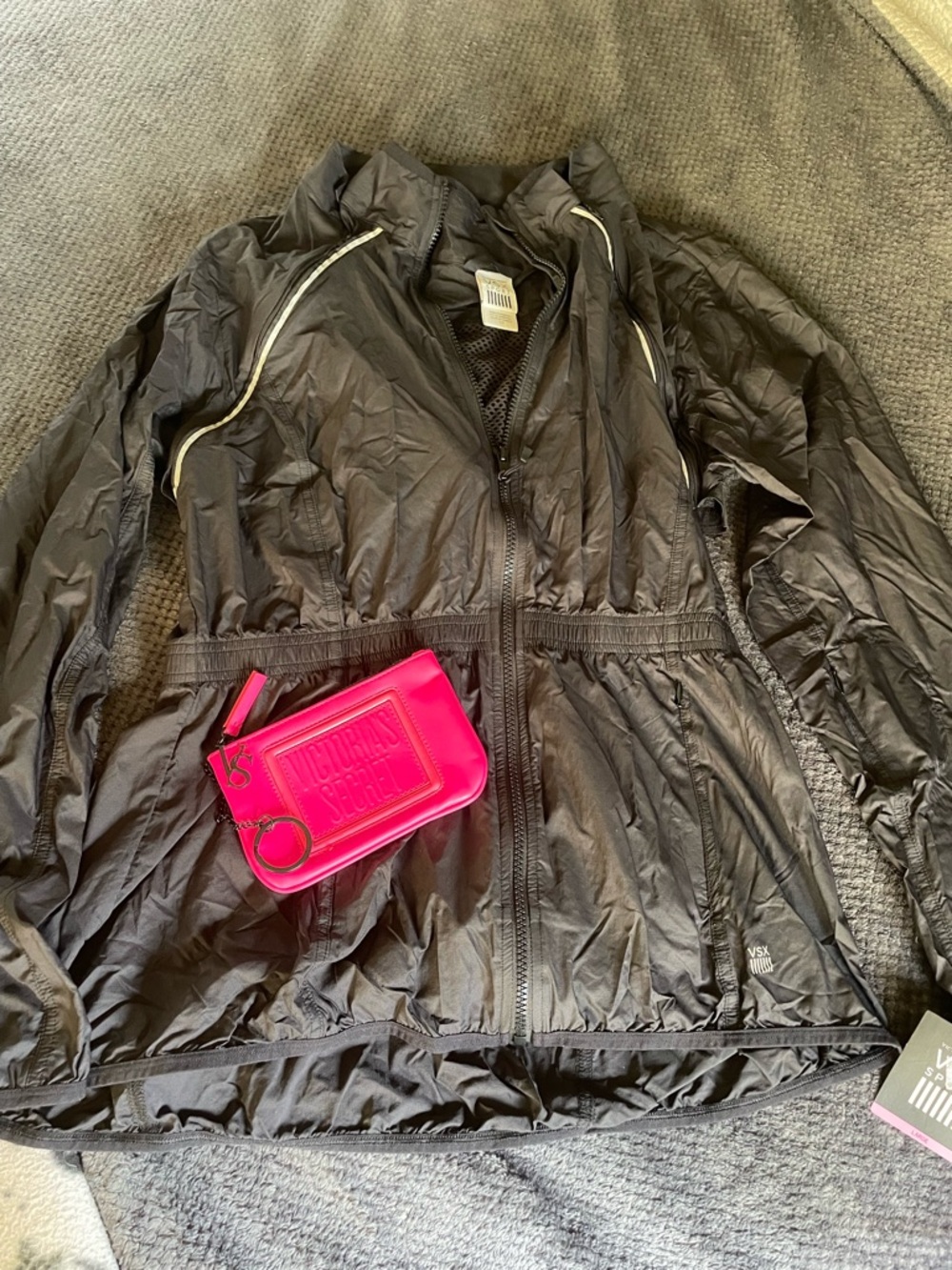 Victoria’s Secret VSX Sport Convertible Jacket L NWT + VS Pink Wristlet Bundle